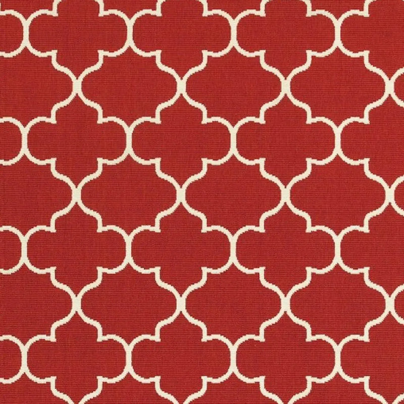 7' X 10' Red And Ivory Indoor Outdoor Area Rug Homeroots Outdoor