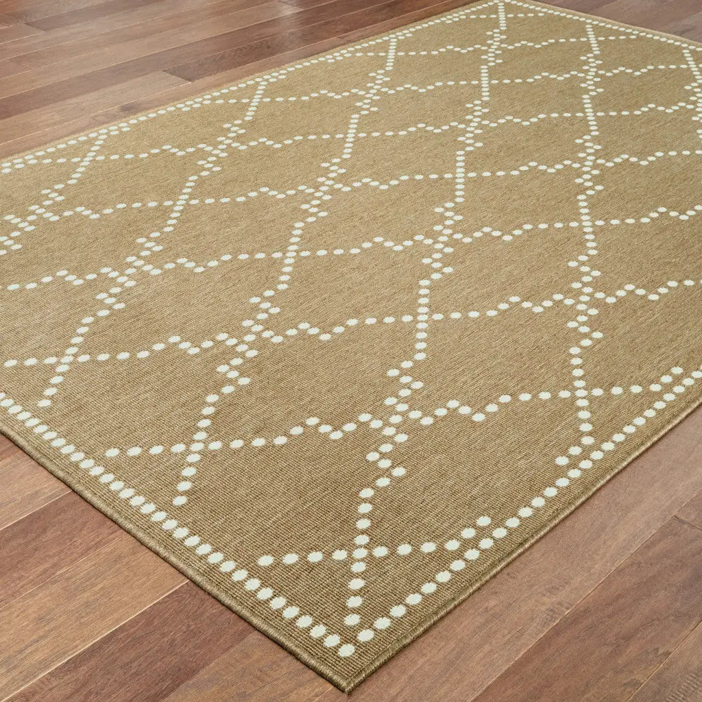 7' X 10' Tan Geometric Stain Resistant Indoor Outdoor Area Rug Homeroots Outdoor
