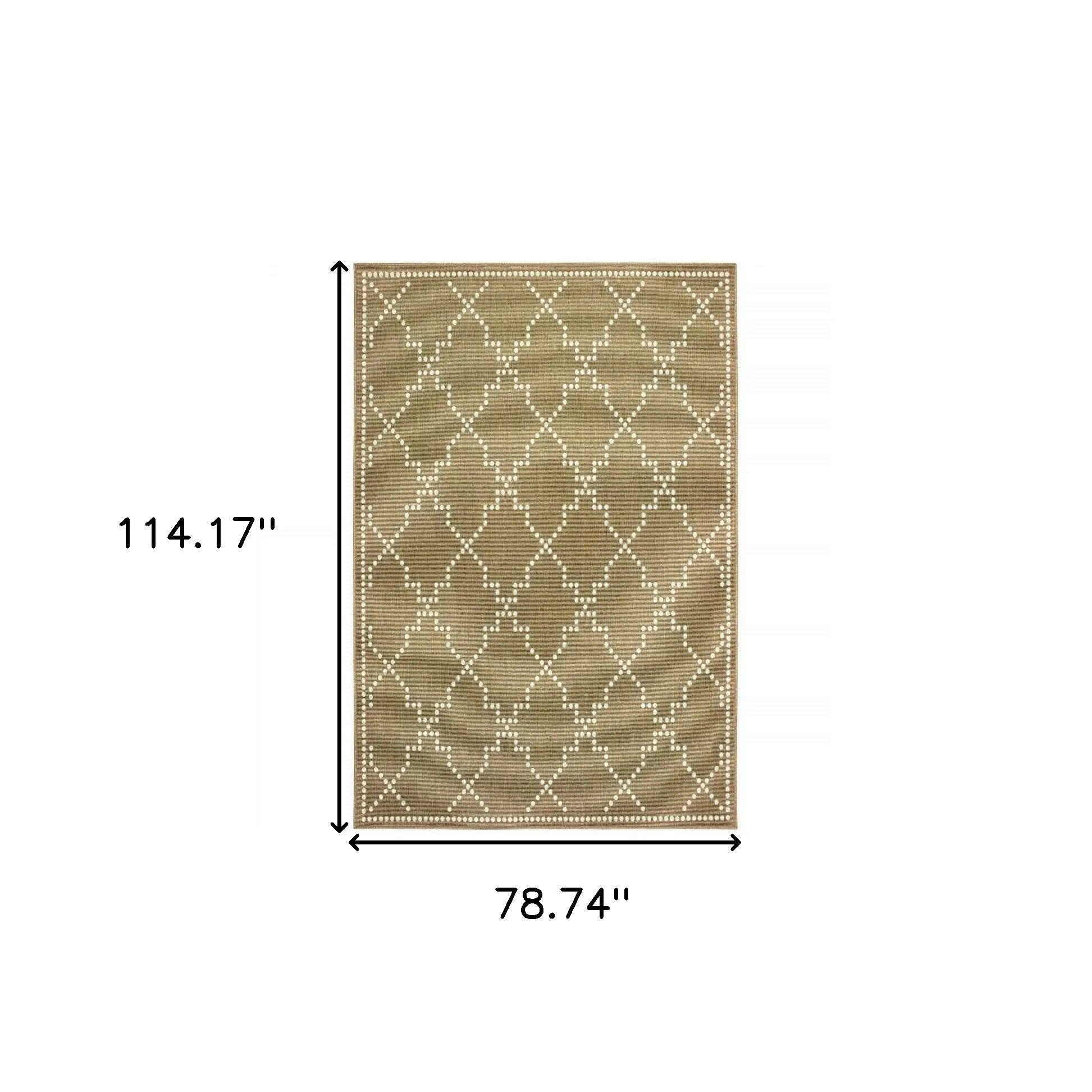 7' X 10' Tan Geometric Stain Resistant Indoor Outdoor Area Rug Homeroots Outdoor