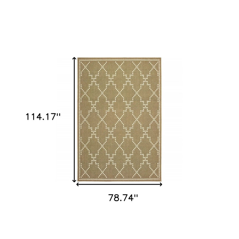 7' X 10' Tan Geometric Stain Resistant Indoor Outdoor Area Rug Homeroots Outdoor