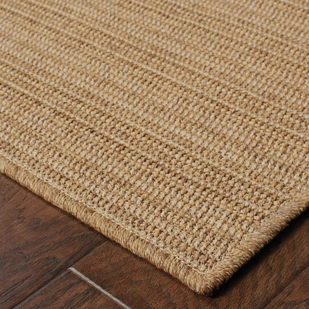 7' X 10' Tan Striped Stain Resistant Indoor Outdoor Area Rug Homeroots Outdoor