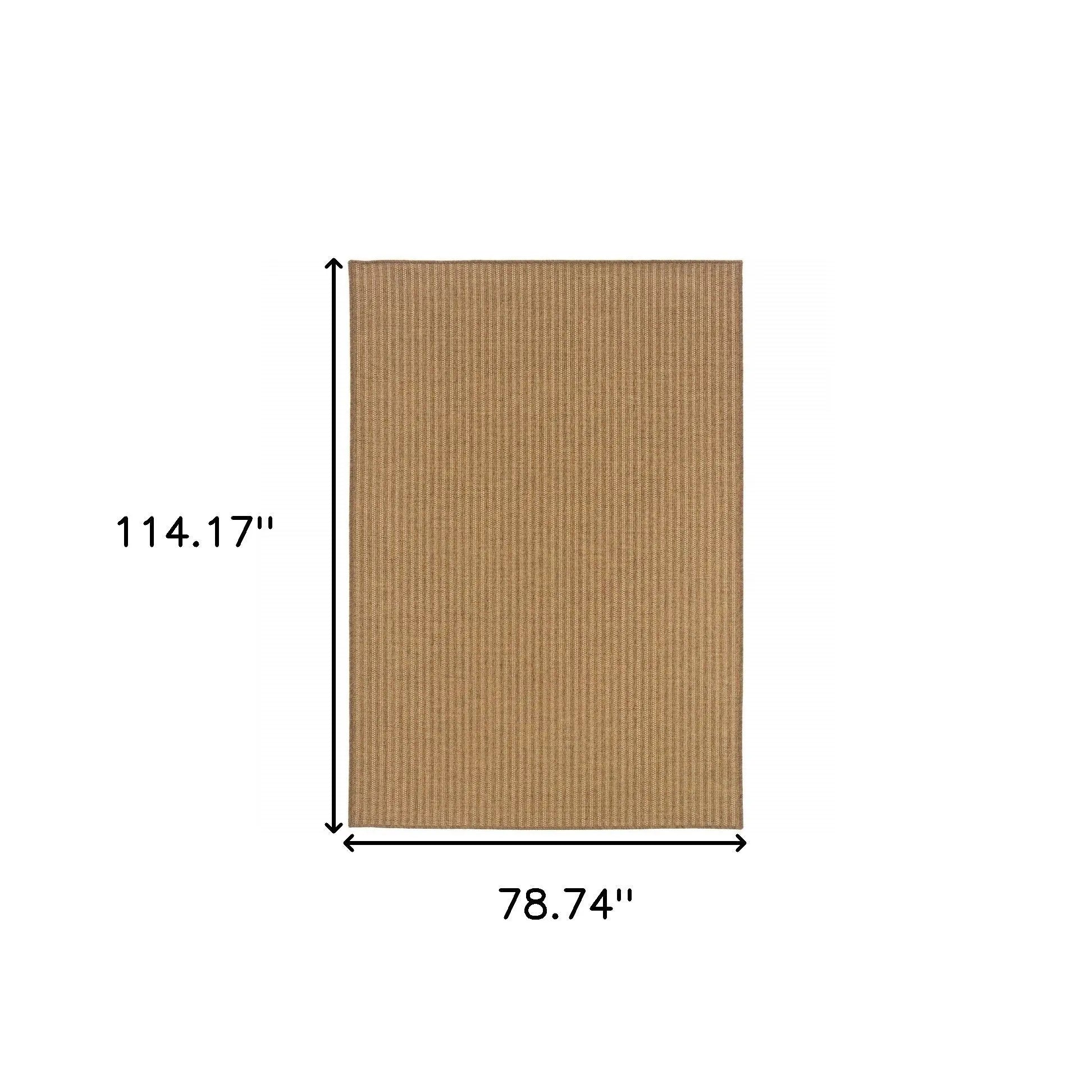 7' X 10' Tan Striped Stain Resistant Indoor Outdoor Area Rug Homeroots Outdoor