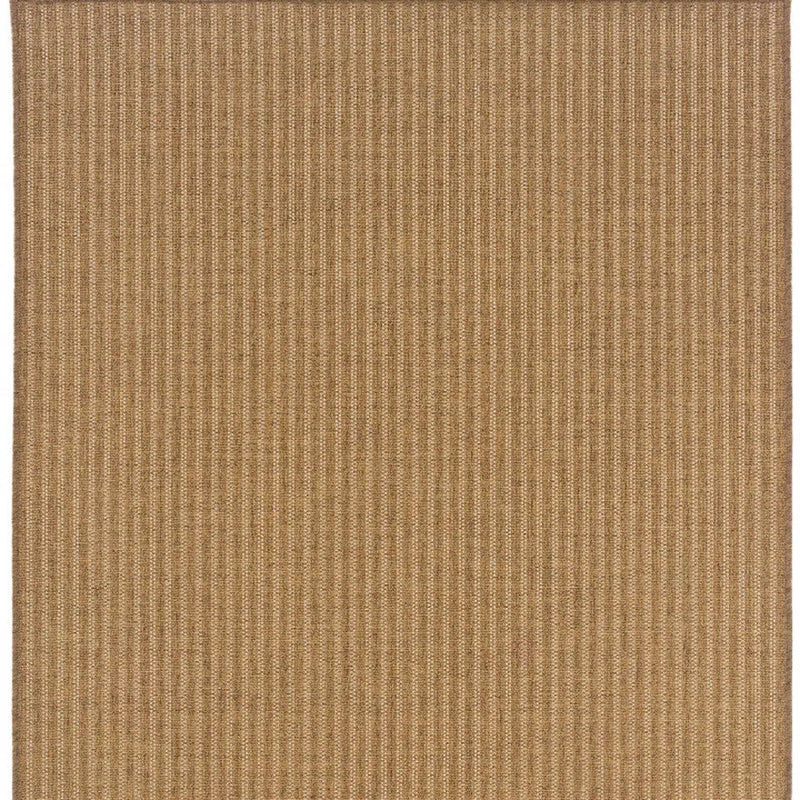 7' X 10' Tan Striped Stain Resistant Indoor Outdoor Area Rug Homeroots Outdoor