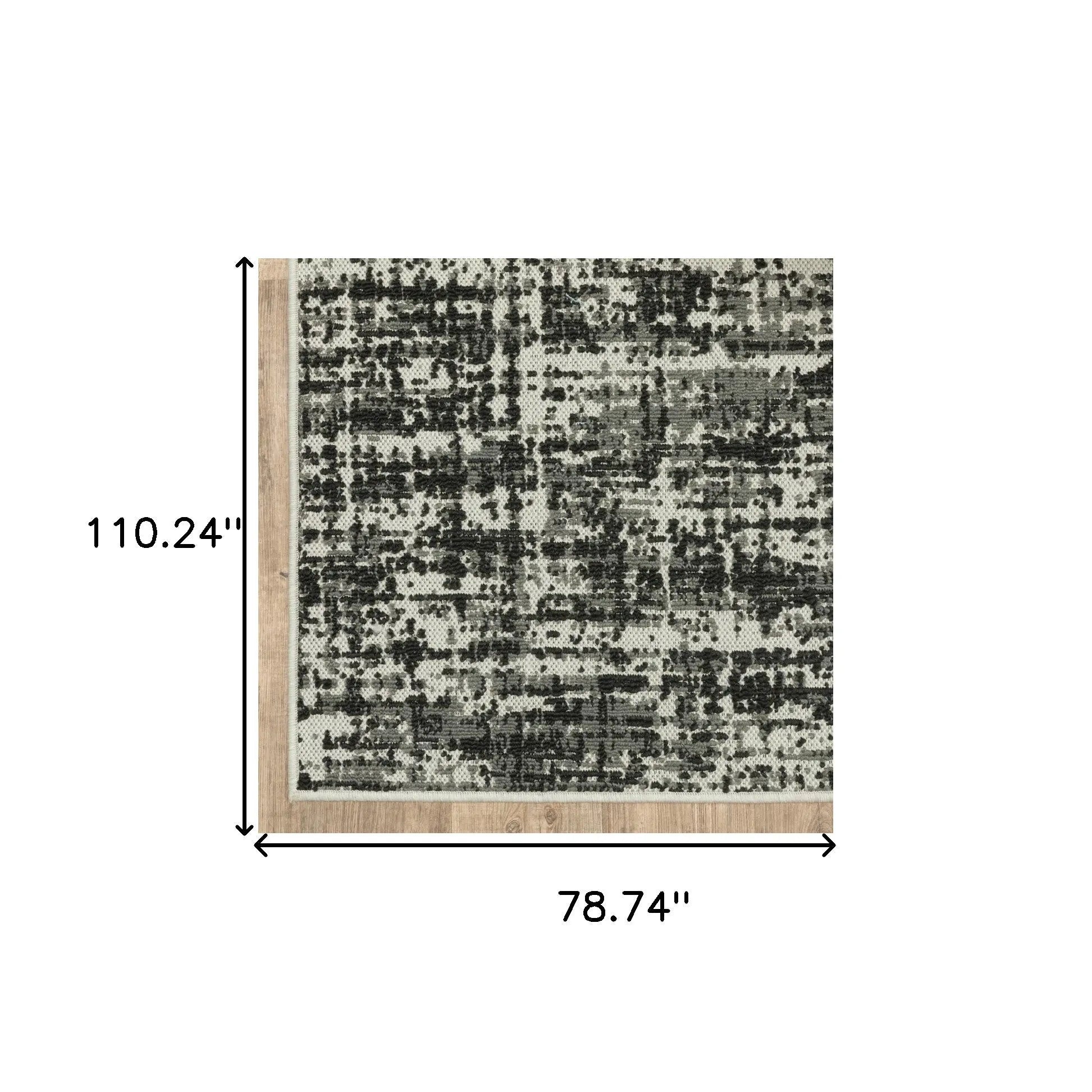 7' X 9' Beige and Black Abstract Stain Resistant Indoor Outdoor Area Rug Homeroots Outdoor