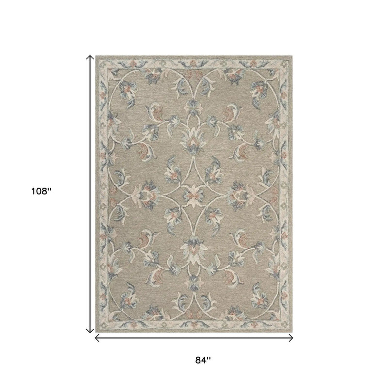 7' X 9' Blue And Silver Wool Hand Tufted Area Rug Homeroots Home Decor