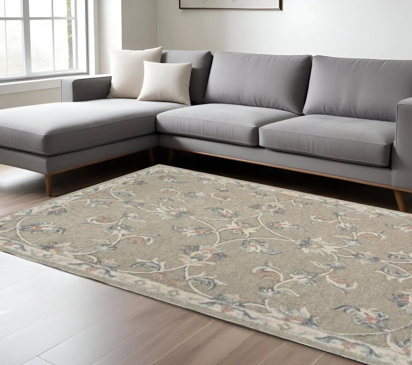 7' X 9' Blue And Silver Wool Hand Tufted Area Rug Homeroots Home Decor
