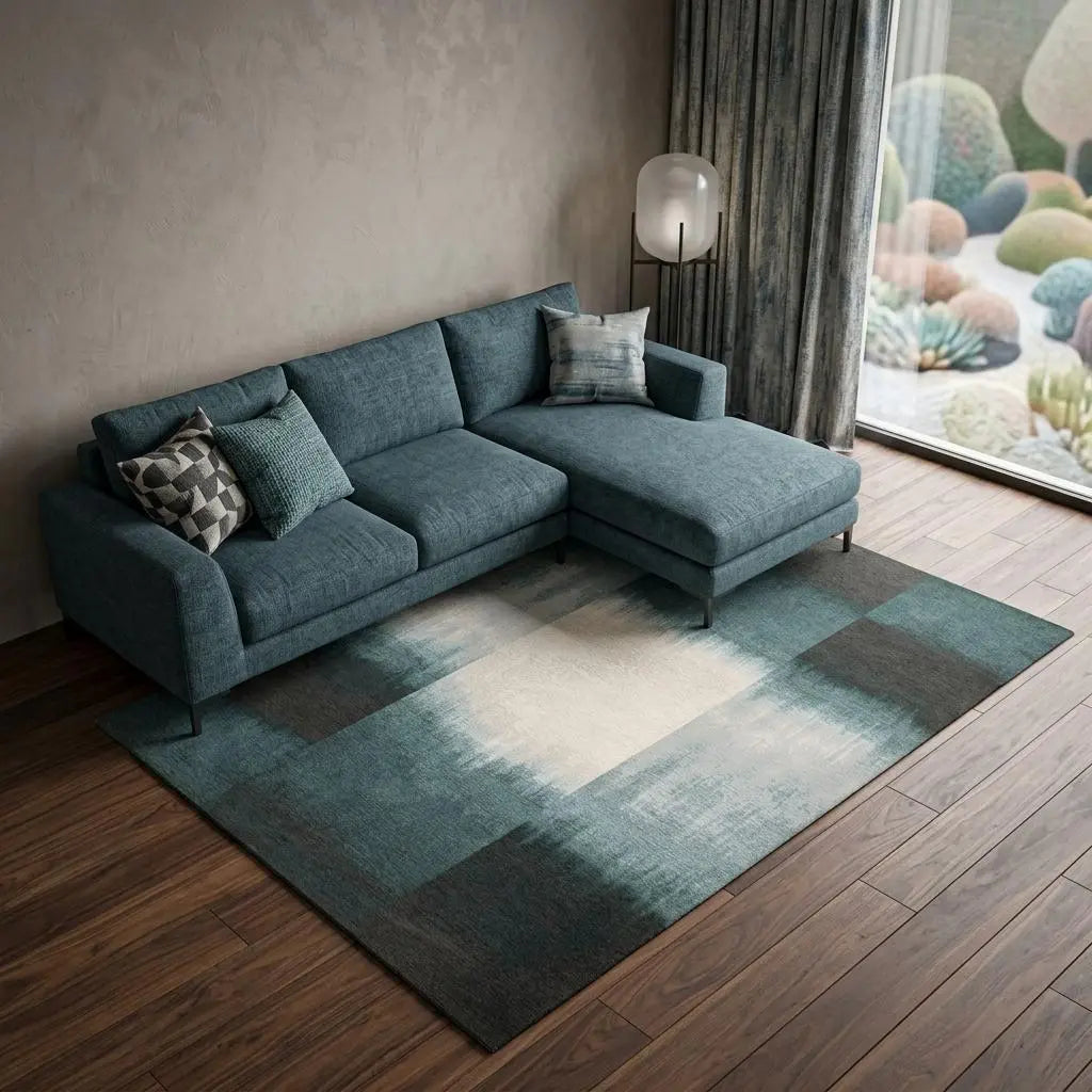 7' X 9' Blue And White Abstract Washable Area Rug With UV Protection Homeroots Home Decor