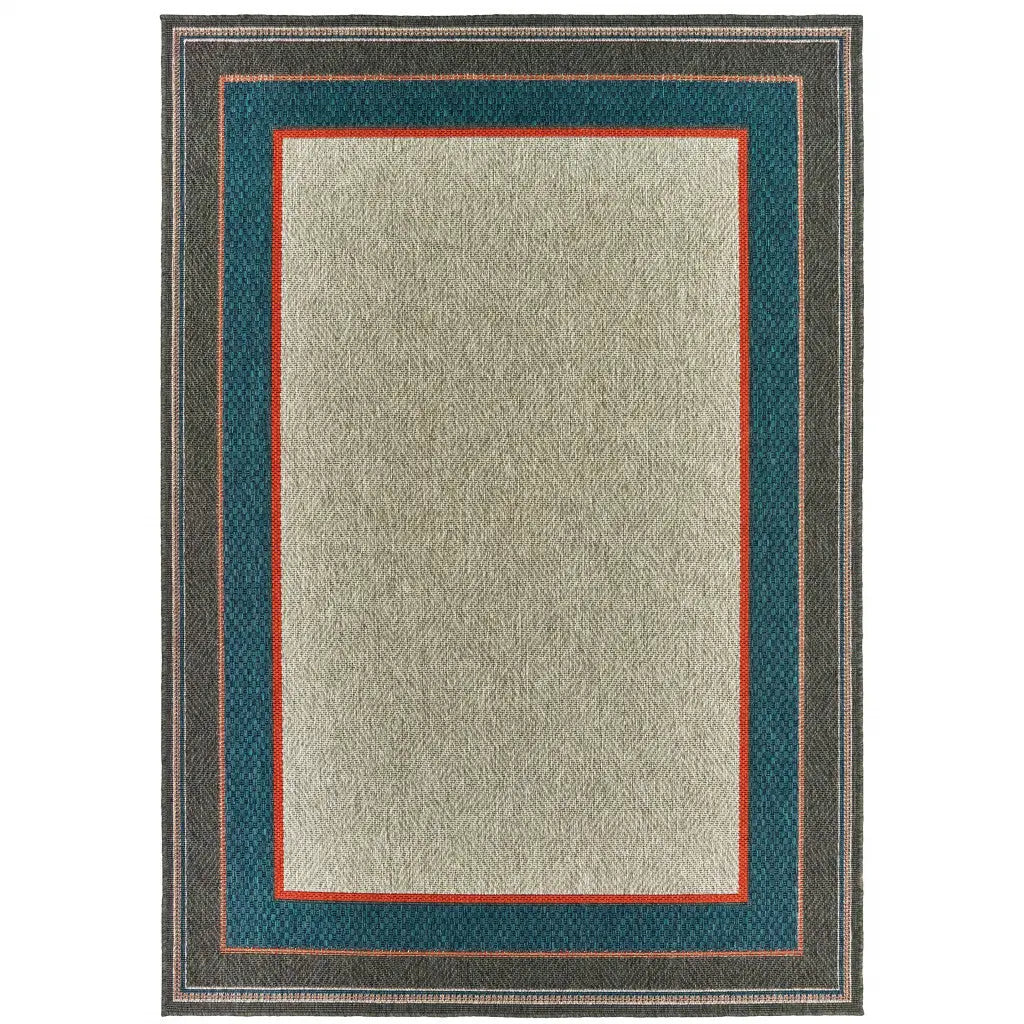 7' X 9' Blue and Gray Stain Resistant Indoor Outdoor Area Rug Homeroots Outdoor