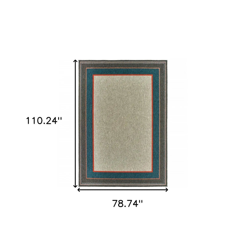 7' X 9' Blue and Gray Stain Resistant Indoor Outdoor Area Rug Homeroots Outdoor