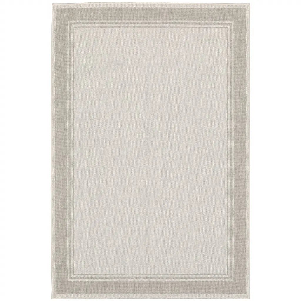 7' X 9' Gray And Ivory Indoor Outdoor Area Rug Homeroots Outdoor