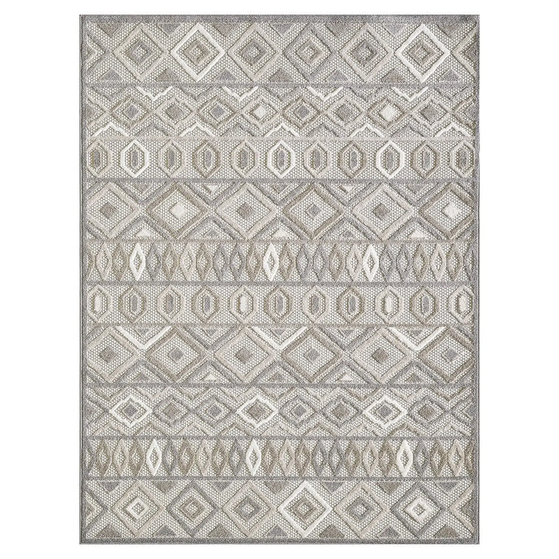 7' X 9' Gray And Ivory Southwestern Stain Resistant Indoor Outdoor Area Rug Homeroots Outdoor
