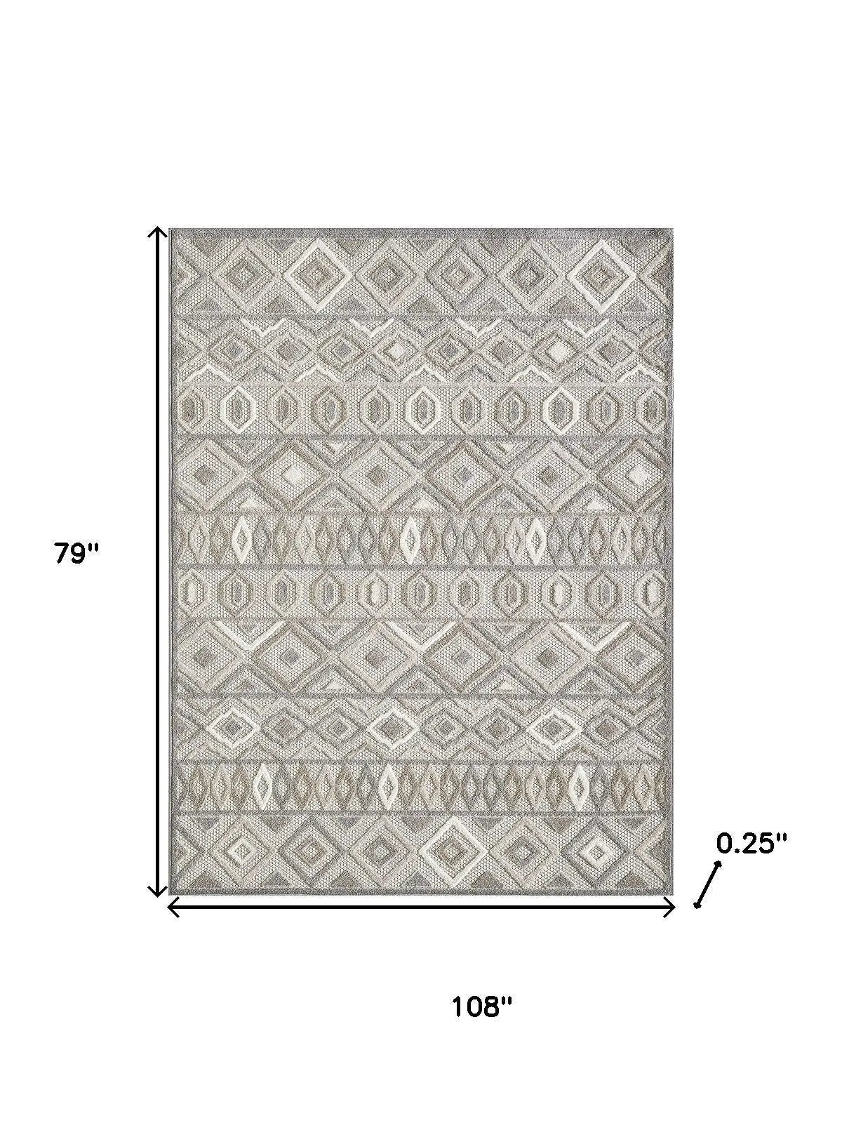 7' X 9' Gray And Ivory Southwestern Stain Resistant Indoor Outdoor Area Rug Homeroots Outdoor