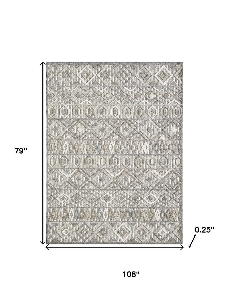 7' X 9' Gray And Ivory Southwestern Stain Resistant Indoor Outdoor Area Rug Homeroots Outdoor