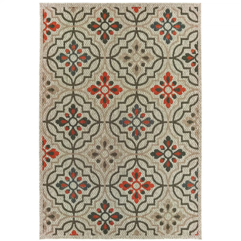 7' X 9' Gray Geometric Stain Resistant Indoor Outdoor Area Rug Homeroots Outdoor