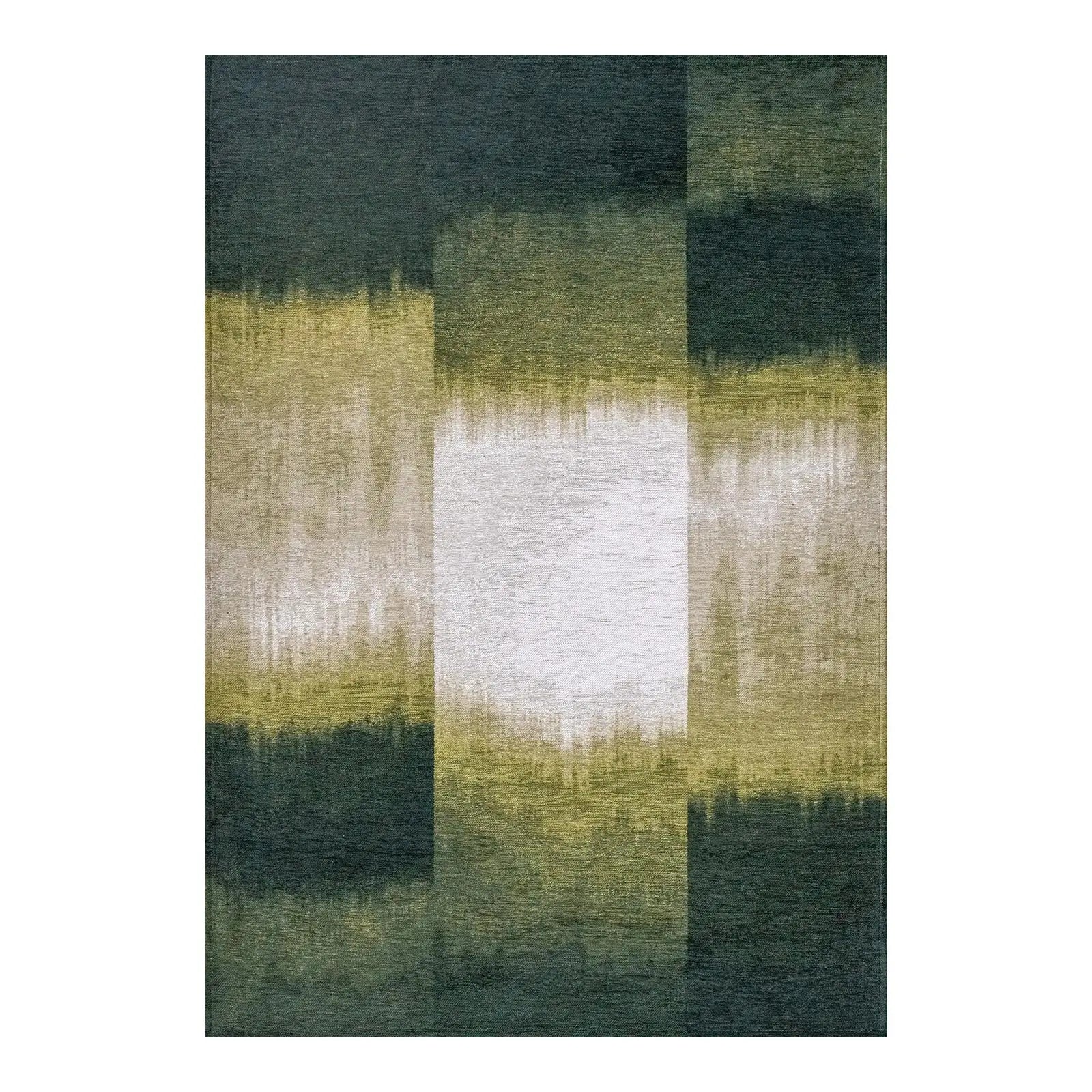 7' X 9' Green And White Abstract Washable Area Rug With UV Protection Homeroots Home Decor