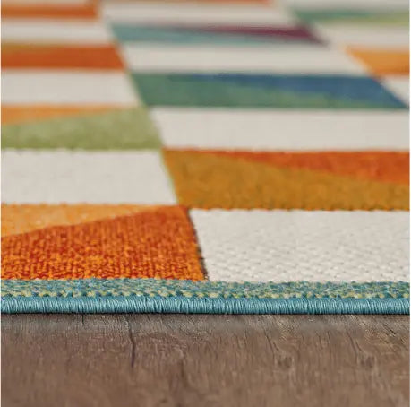 7' X 9' Orange And Ivory Indoor Outdoor Area Rug Homeroots Outdoor