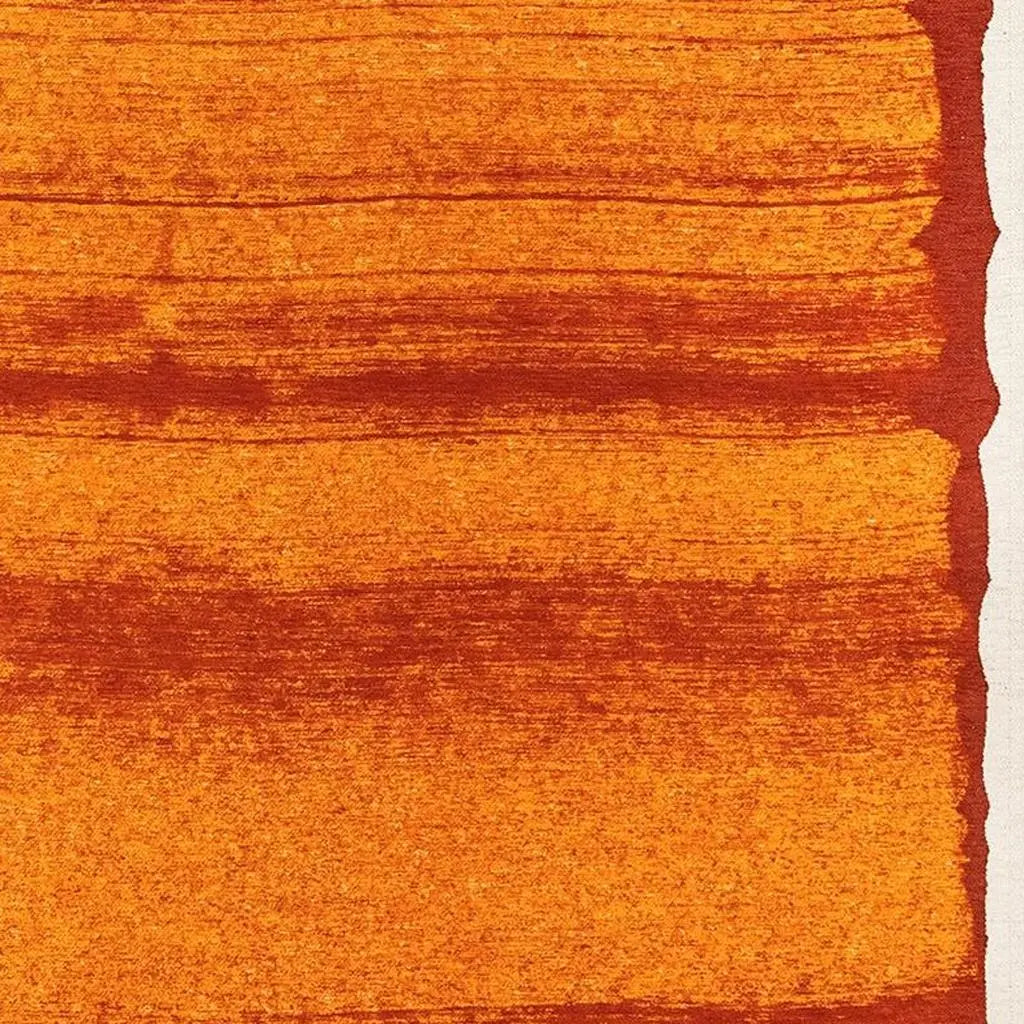 7' X 9' Orange And White Abstract Washable Area Rug With UV Protection Homeroots Home Decor