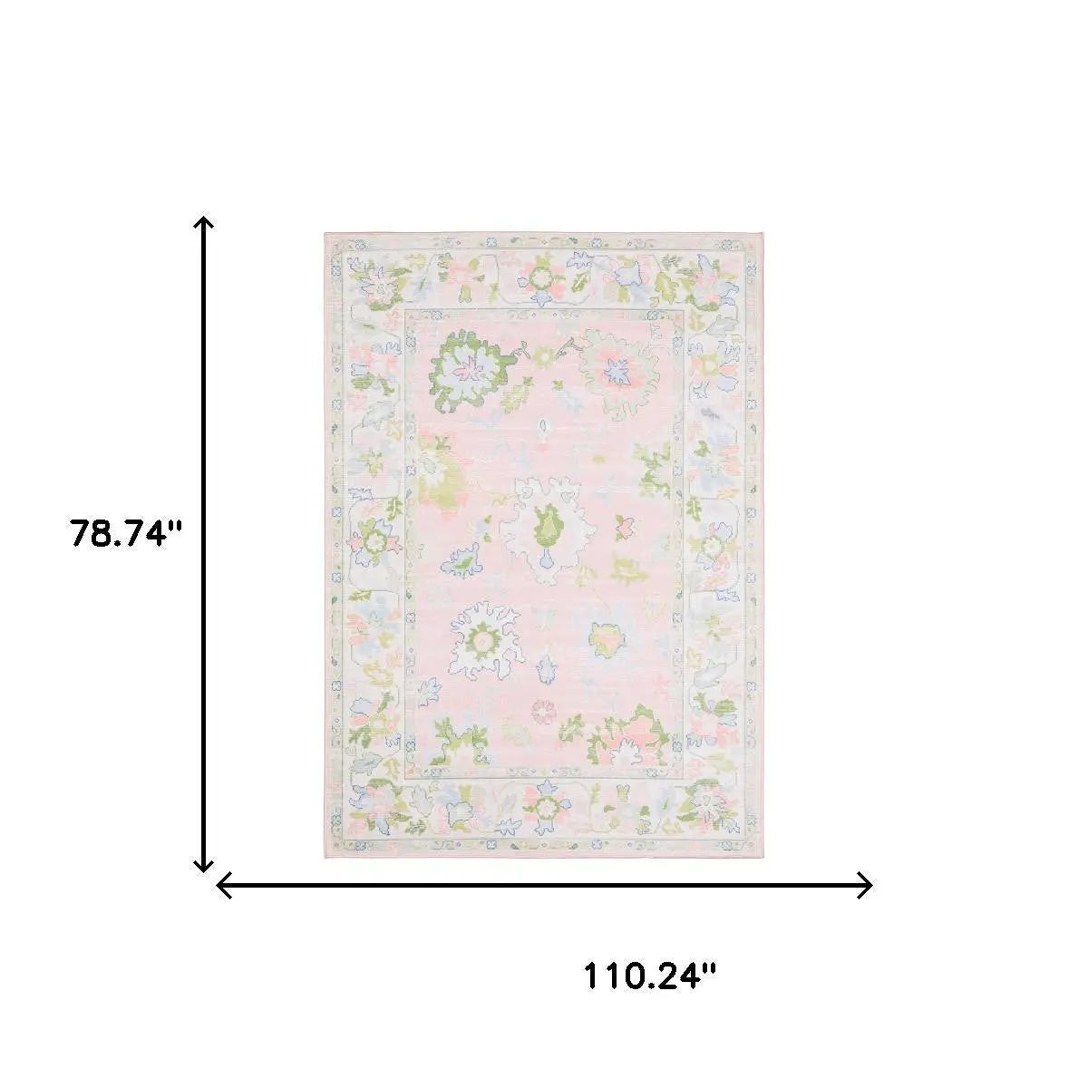 7' X 9' Pink And Green Oriental Washable Area Rug Homeroots Home Decor