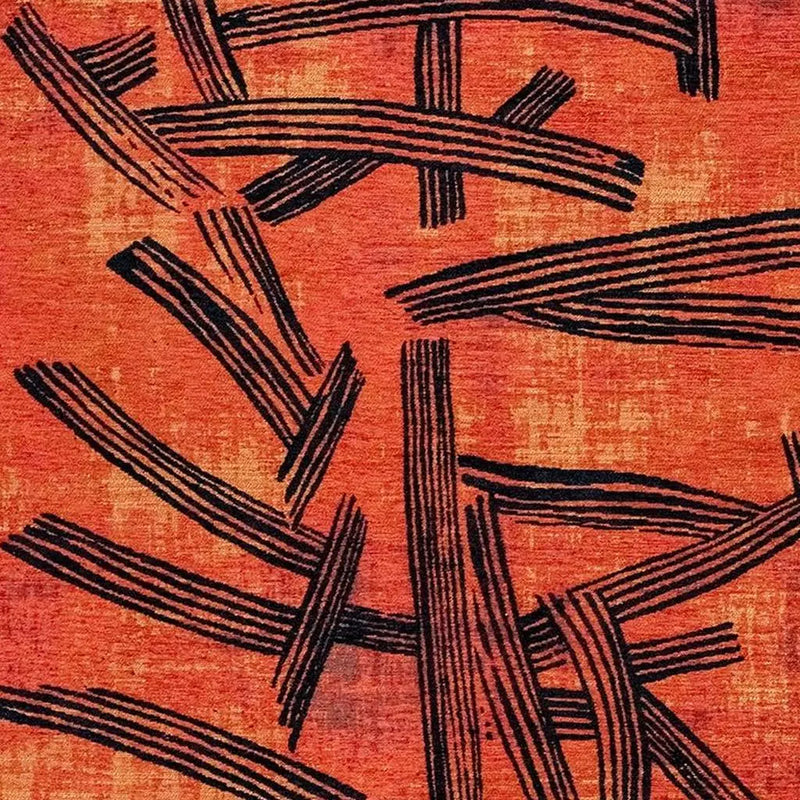 7' X 9' Red And White Abstract Washable Area Rug With UV Protection Homeroots Home Decor