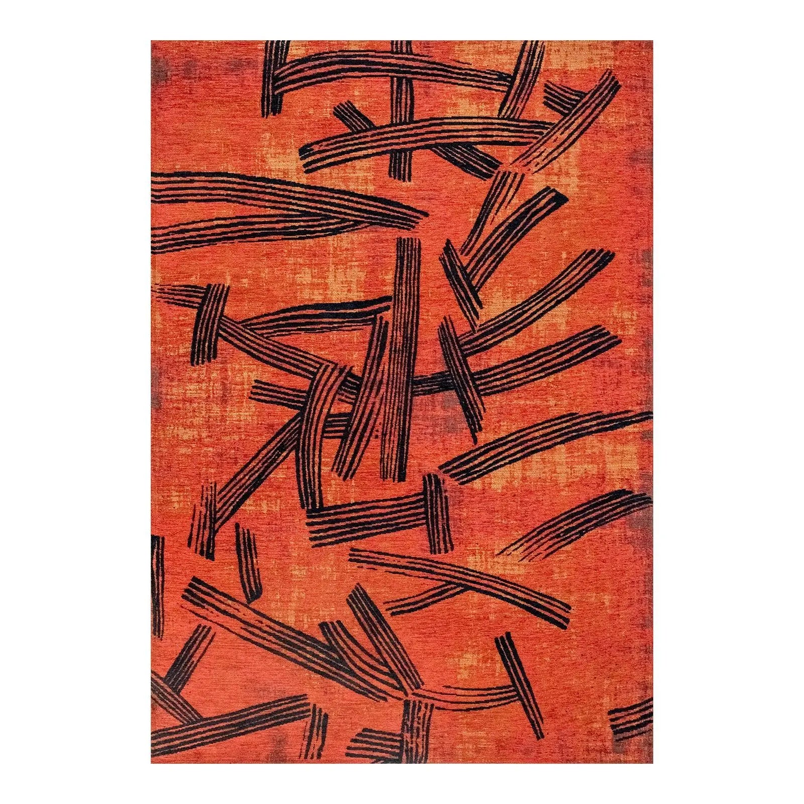 7' X 9' Red And White Abstract Washable Area Rug With UV Protection Homeroots Home Decor