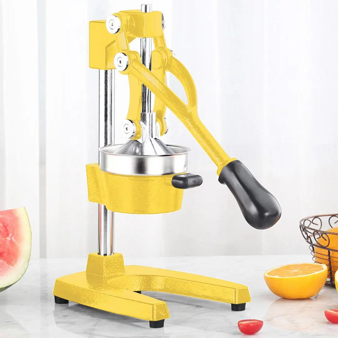 7" Yellow Black And Silver Stainless Steel Manual Juicer Homeroots Kitchen & Dining