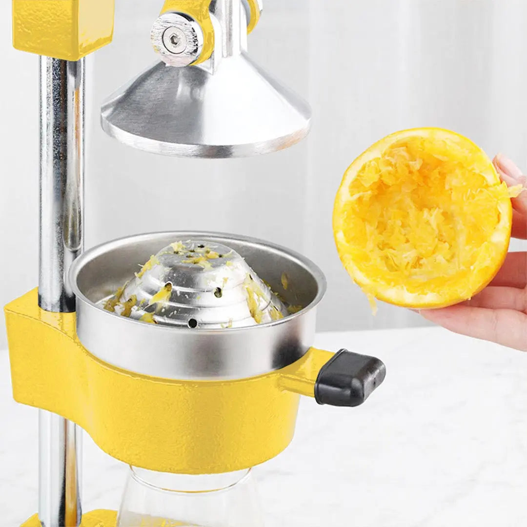 7" Yellow Black And Silver Stainless Steel Manual Juicer Homeroots Kitchen & Dining