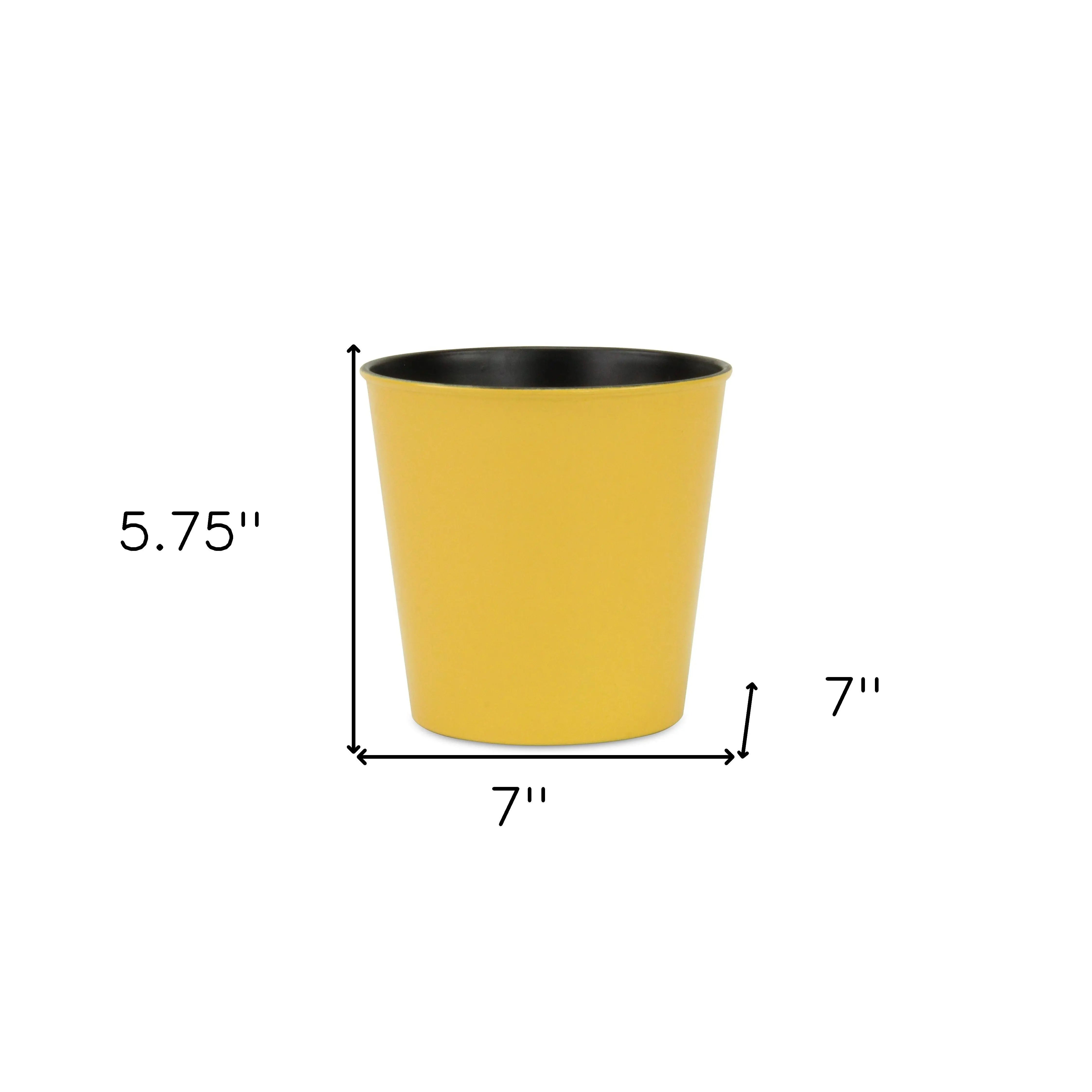 7" Yellow Recycled Plastic Indoor Outdoor Round Pot Planter Homeroots Outdoor
