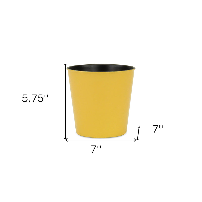 7" Yellow Recycled Plastic Indoor Outdoor Round Pot Planter Homeroots Outdoor