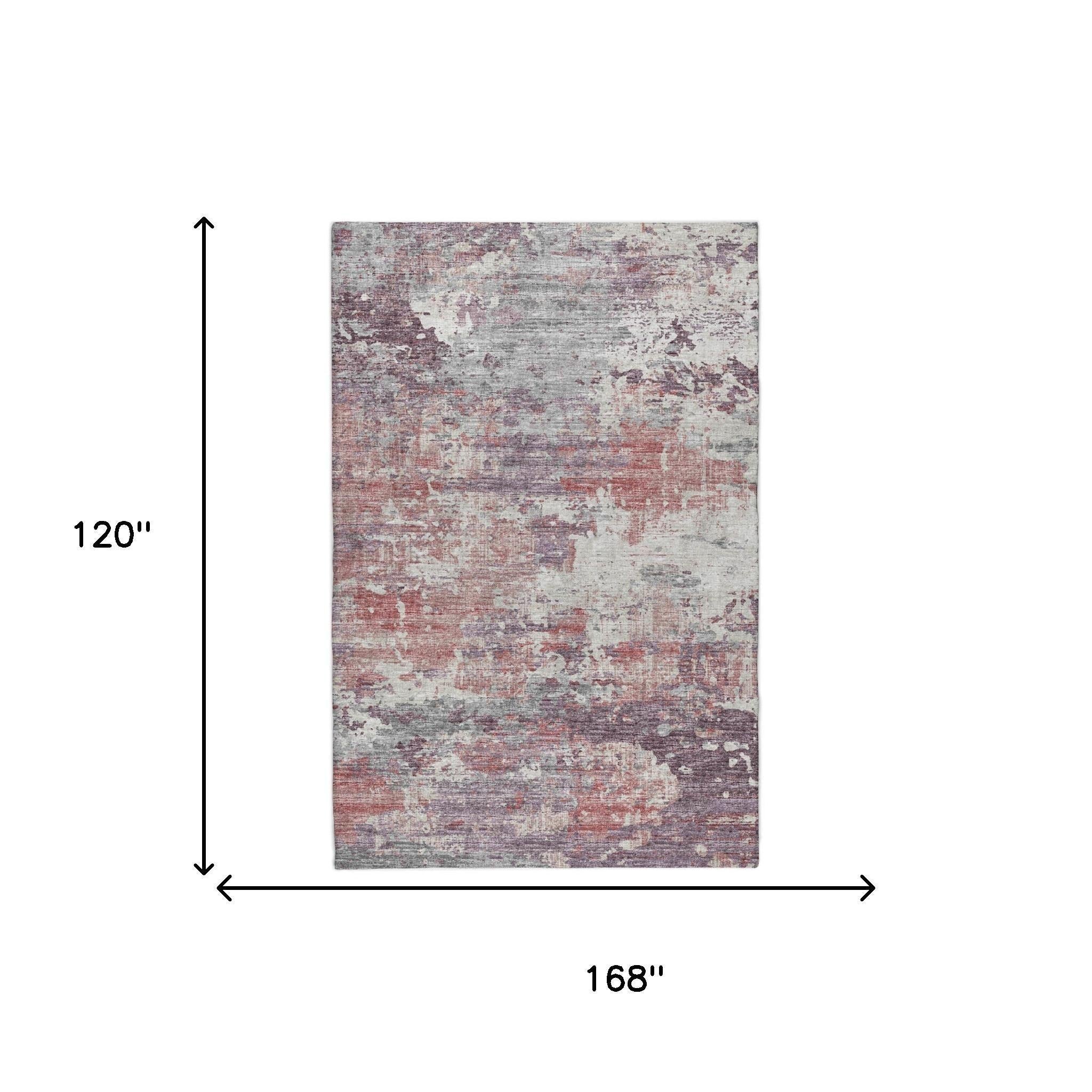 10' X 14' Pink And Purple Abstract Shag Washable Area Rug With UV Protection - Home & Garden