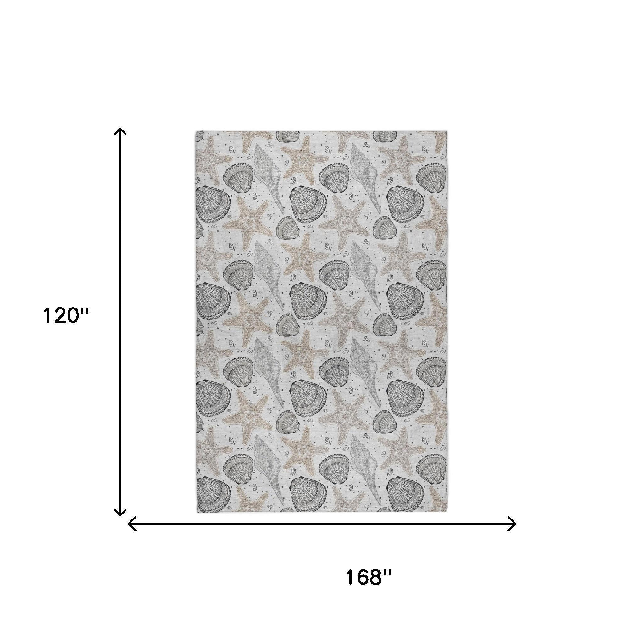 10' X 14' Gray And Charcoal Animal Print Shag Washable Area Rug With UV Protection - Home & Garden
