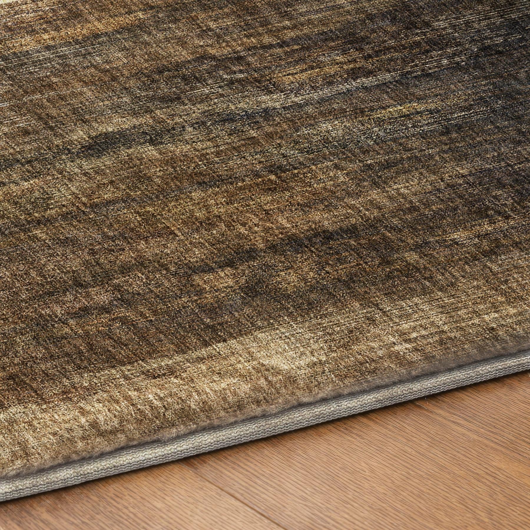 10' X 14' Chocolate And Brown Abstract Shag Washable Area Rug With UV Protection - Home & Garden