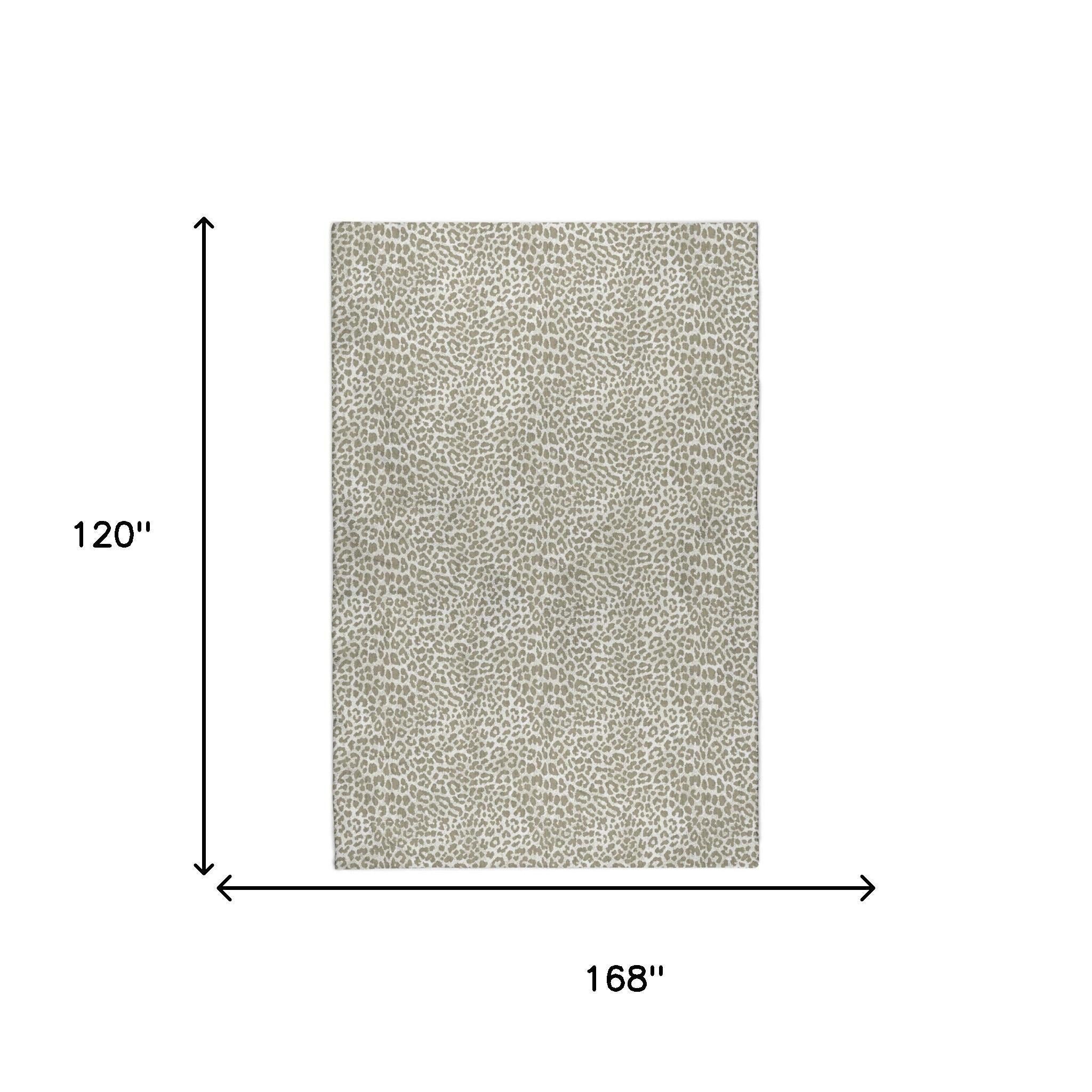 10' X 14' Taupe And Gray Animal Print Shag Washable Area Rug With UV Protection - Home & Garden