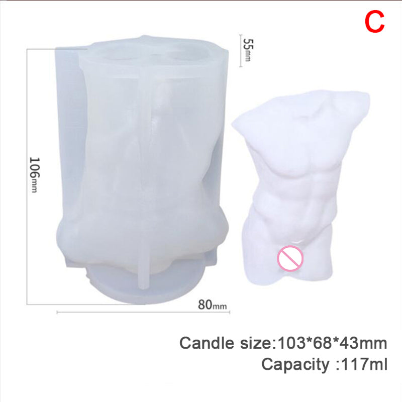 Female Body Art Statue Candle Silicone Mold Home Decoration Crafts Making Mould Female Male Body Figurines Candle 3D Mould C