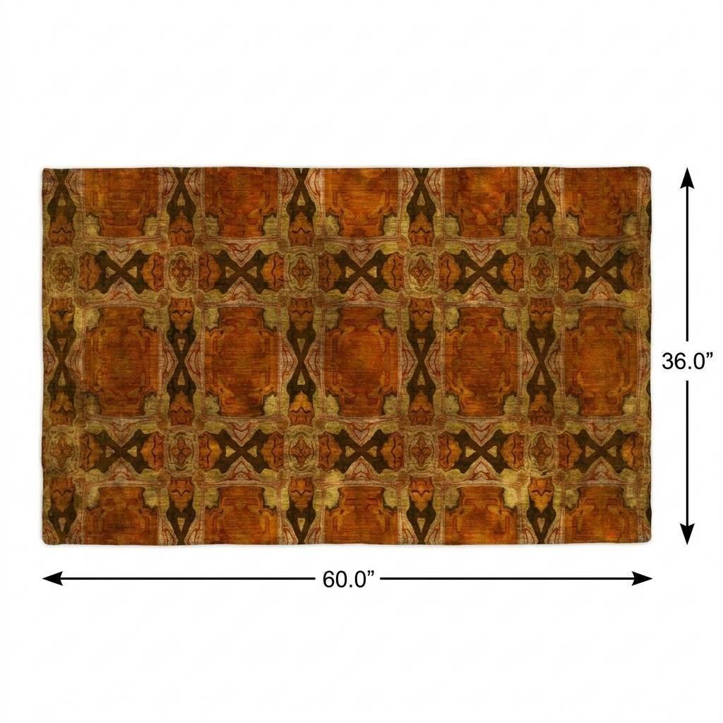 3' X 5' Orange And Terra Cotta Geometric Shag Washable Area Rug With UV Protection - Home & Garden