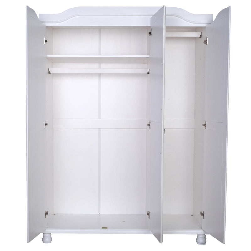 74" White Solid Wood Mirrored Three Door Combo Dresser - Bed & Bath