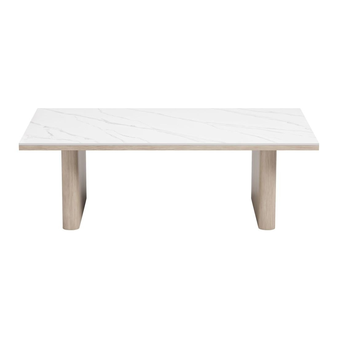 48" White Sintered Stone and Aluminum Sled Coffee Table - Living Room