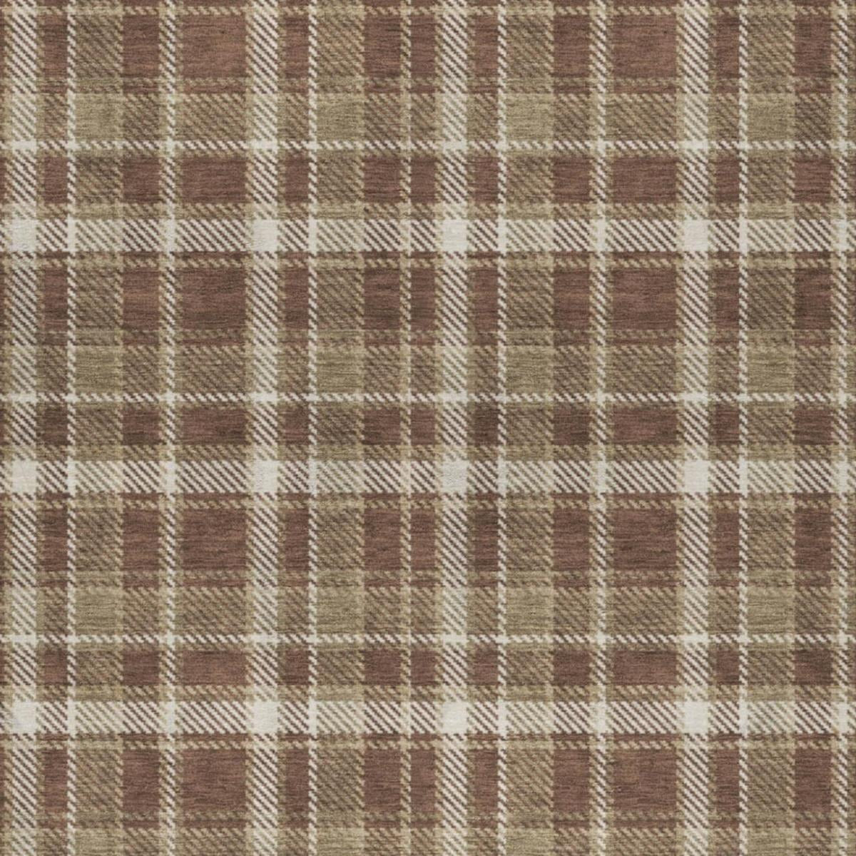 3' X 5' Chocolate And Taupe Plaid Shag Washable Area Rug With UV Protection - Home & Garden