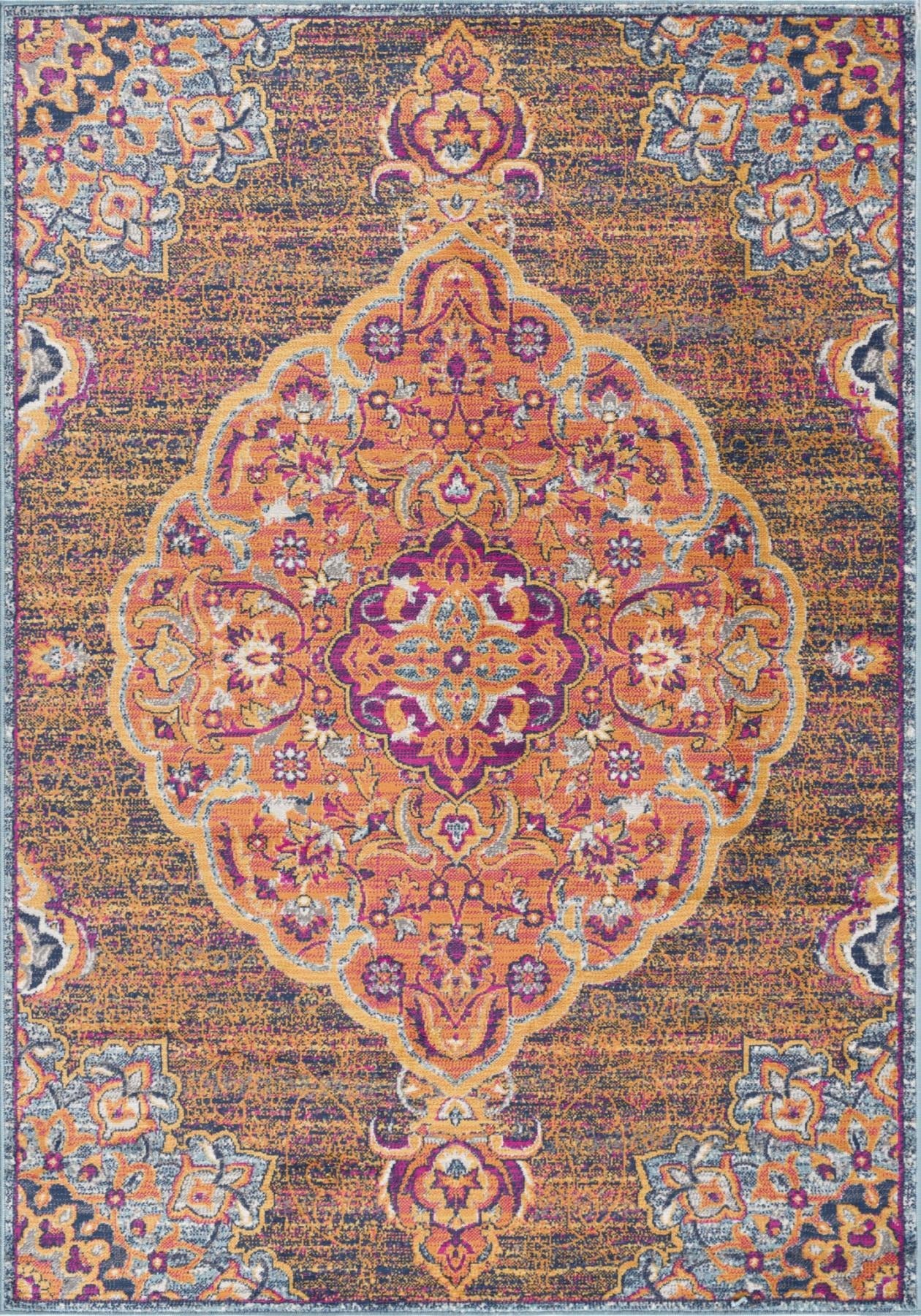 3' X 5' Orange And Pink Abstract Area Rug - Home & Garden