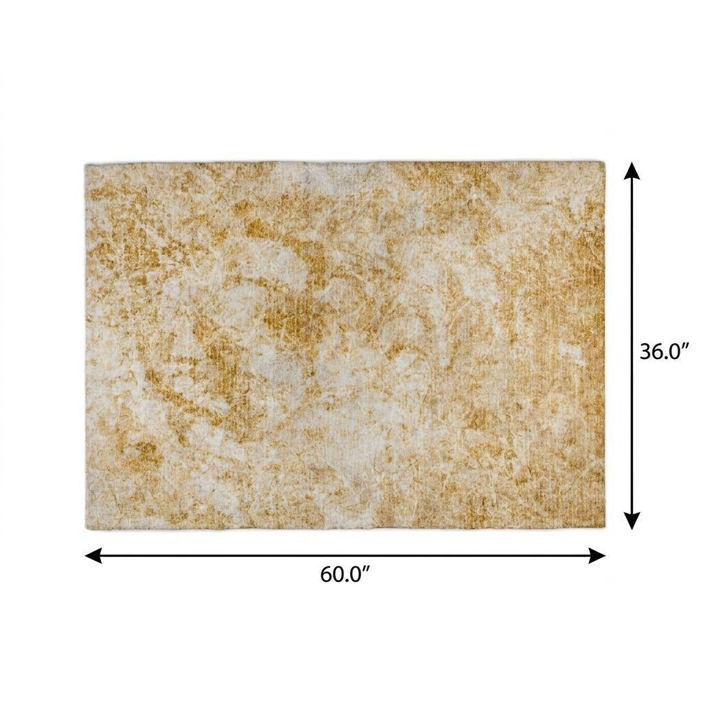 3' X 5' Beige And Ivory Abstract Shag Washable Area Rug With UV Protection - Home & Garden