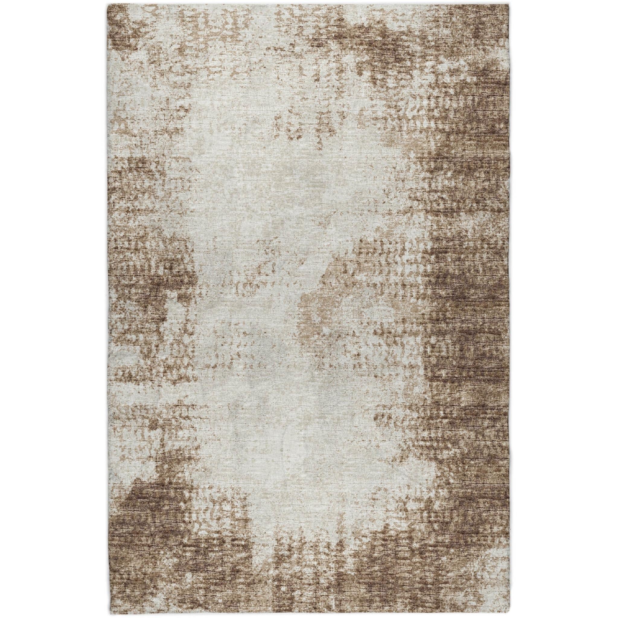 8' X 10' Brown And Ivory Abstract Shag Washable Area Rug With UV Protection - Home & Garden