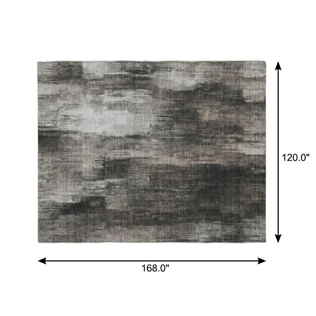 10' X 14' Gray And Black Abstract Shag Washable Area Rug With UV Protection - Home & Garden