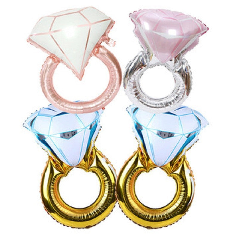 Large Diamond Ring Aluminum Foil Balloon Wedding Decoration Valentine's Day Decoration Proposal Diamond Slogan Aluminum Globos