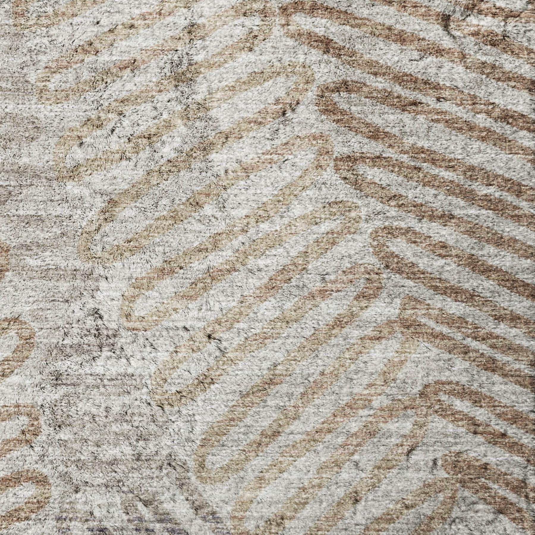 10' X 14' Gray And Brown Striped Shag Washable Area Rug With UV Protection - Home & Garden