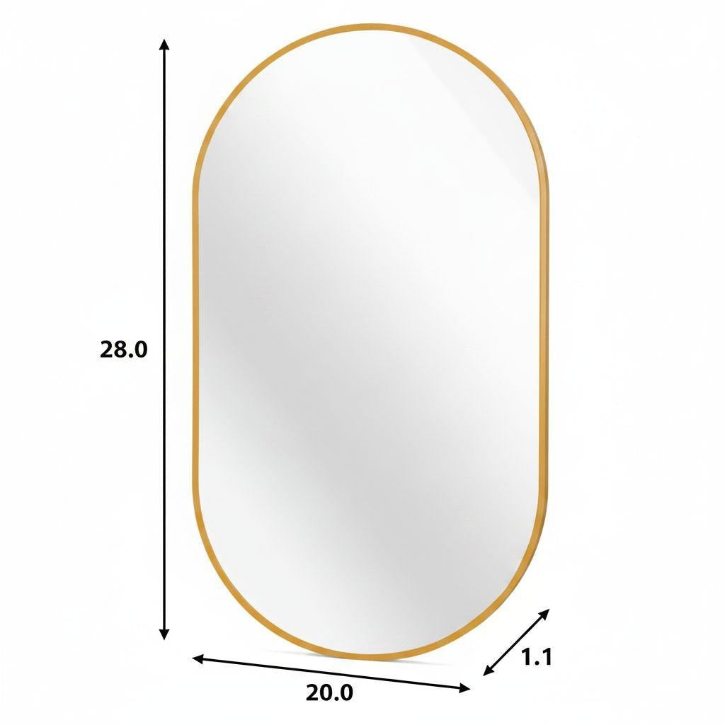 28" Gold Aluminum Oval Framed Accent Mirror - Bed & Bath