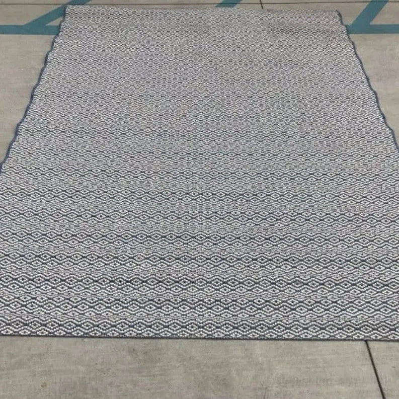 7x10 Feet Blue & White Geometric Outdoor Patio Area Rug Home Mart Goods