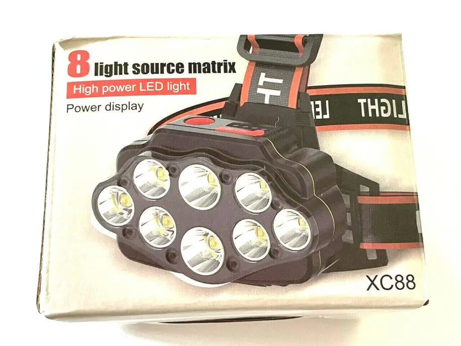8 LED Ultra Bright Headlamp Head Light Flashlight Recharge Hashir Products