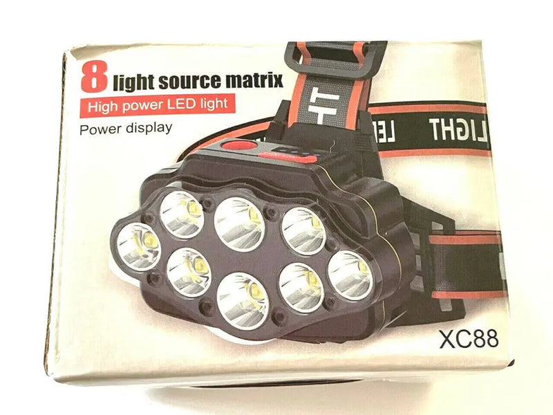 8 LED Ultra Bright Headlamp Head Light Flashlight Recharge Hashir Products