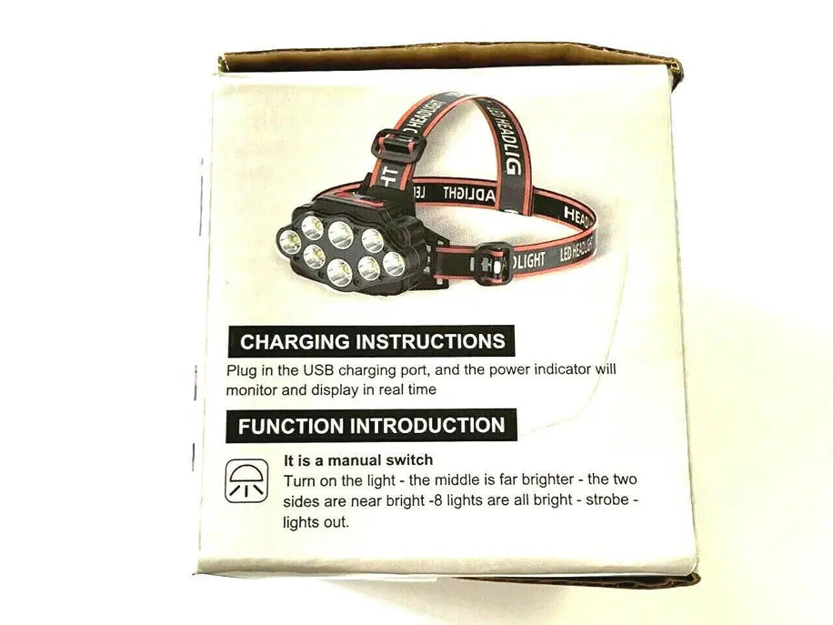 8 Led Ultra Bright Headlamp Head Light Flashlight Rechargeable Travel Outdoors Hashir Products