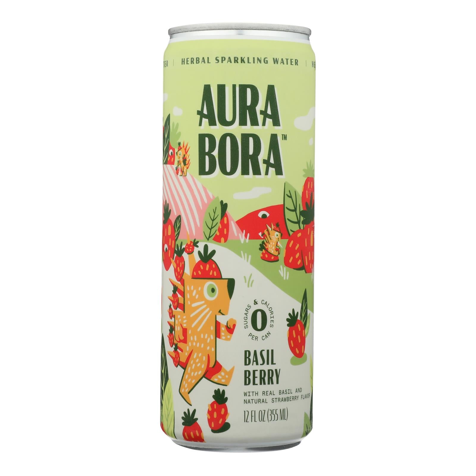 Aura Bora - Sparkling Water Basil Berry - Case Of 12-12 Fz - GreatEagleInc