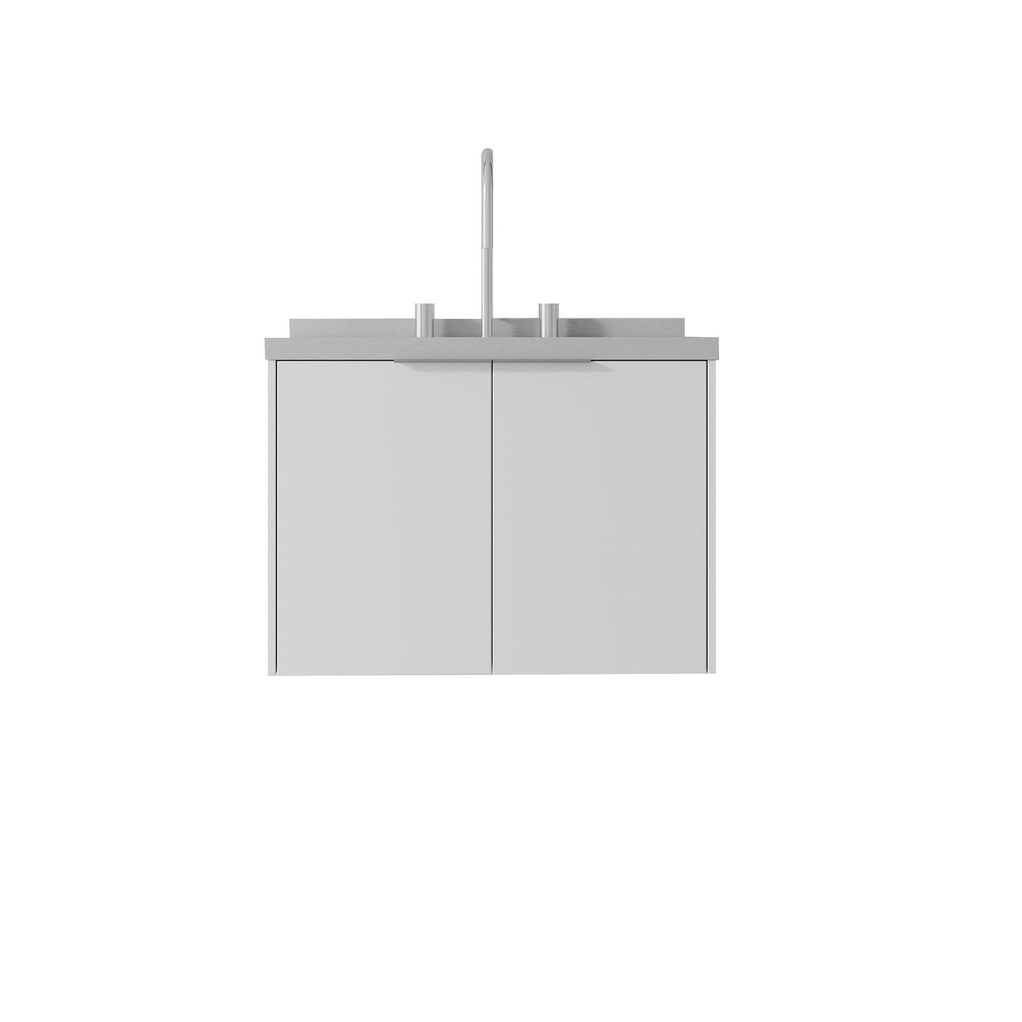 24" White Wood Floating Double Door Bathroom Vanity With Sink - Bed & Bath